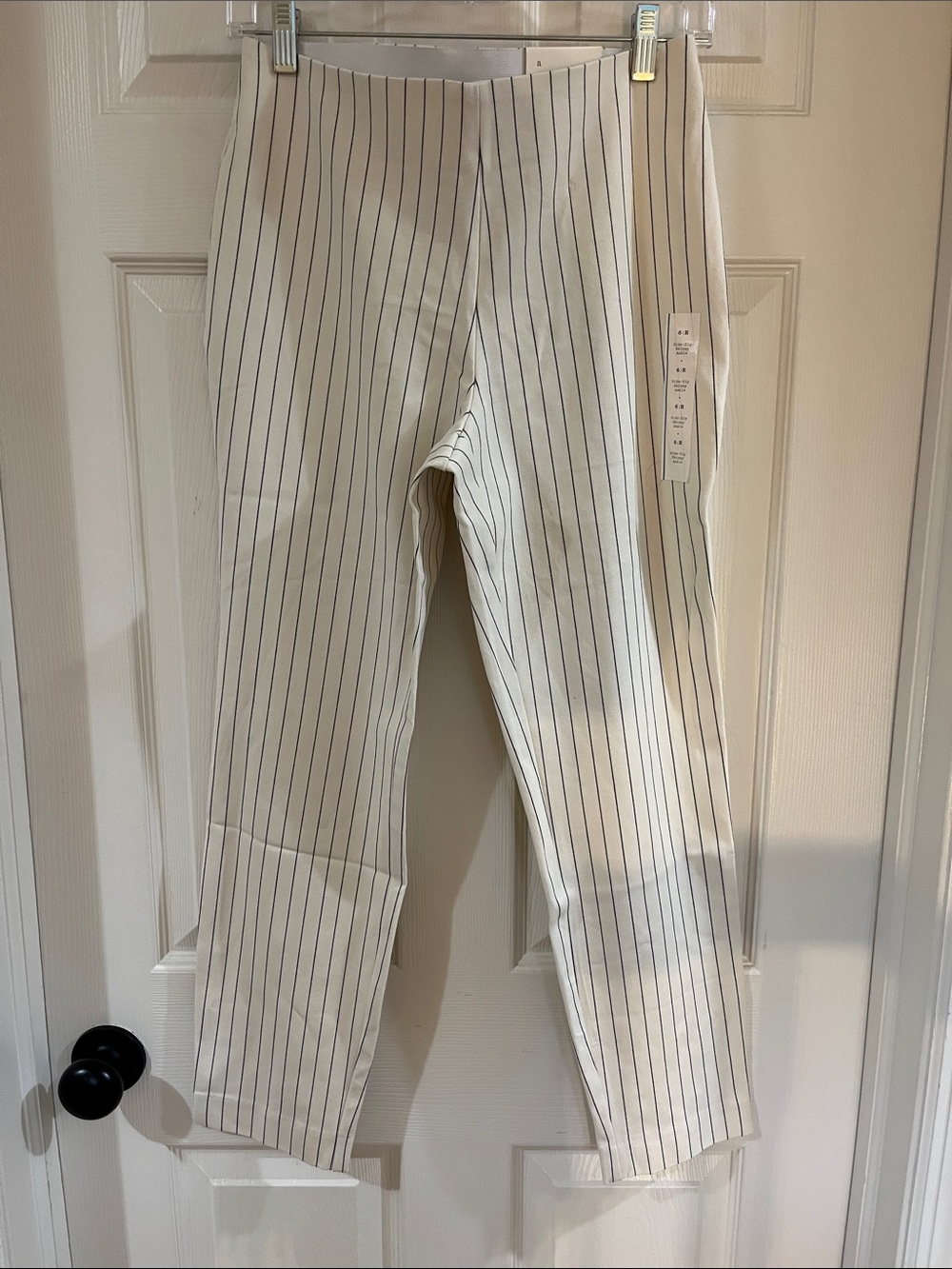 Women’s A New Day Cream Pinstripe, Ankle, Side-Zip pant